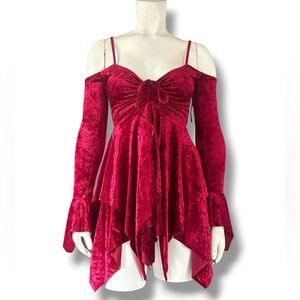 DollsKill | NWT’s Current Mood Red Velvet Viral Y2K Goth Grunge Fairy Mini Dress